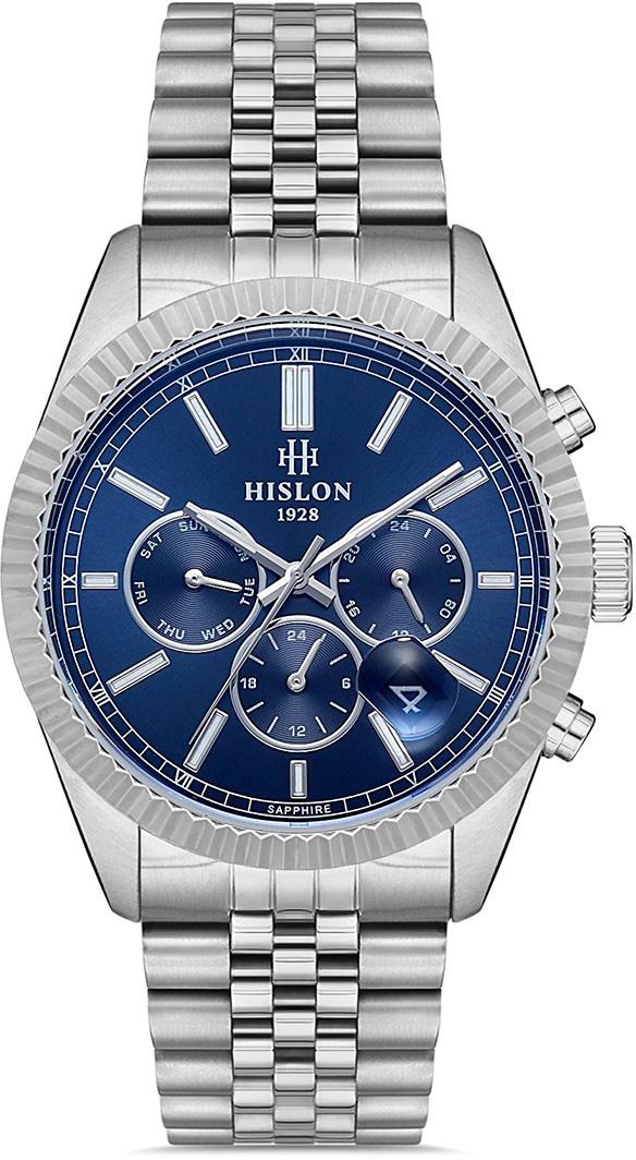 Hislon DT117S-11SS Pusulalı Takvimli 43 mm Çelik Kordon Analog Erkek Kol Saati