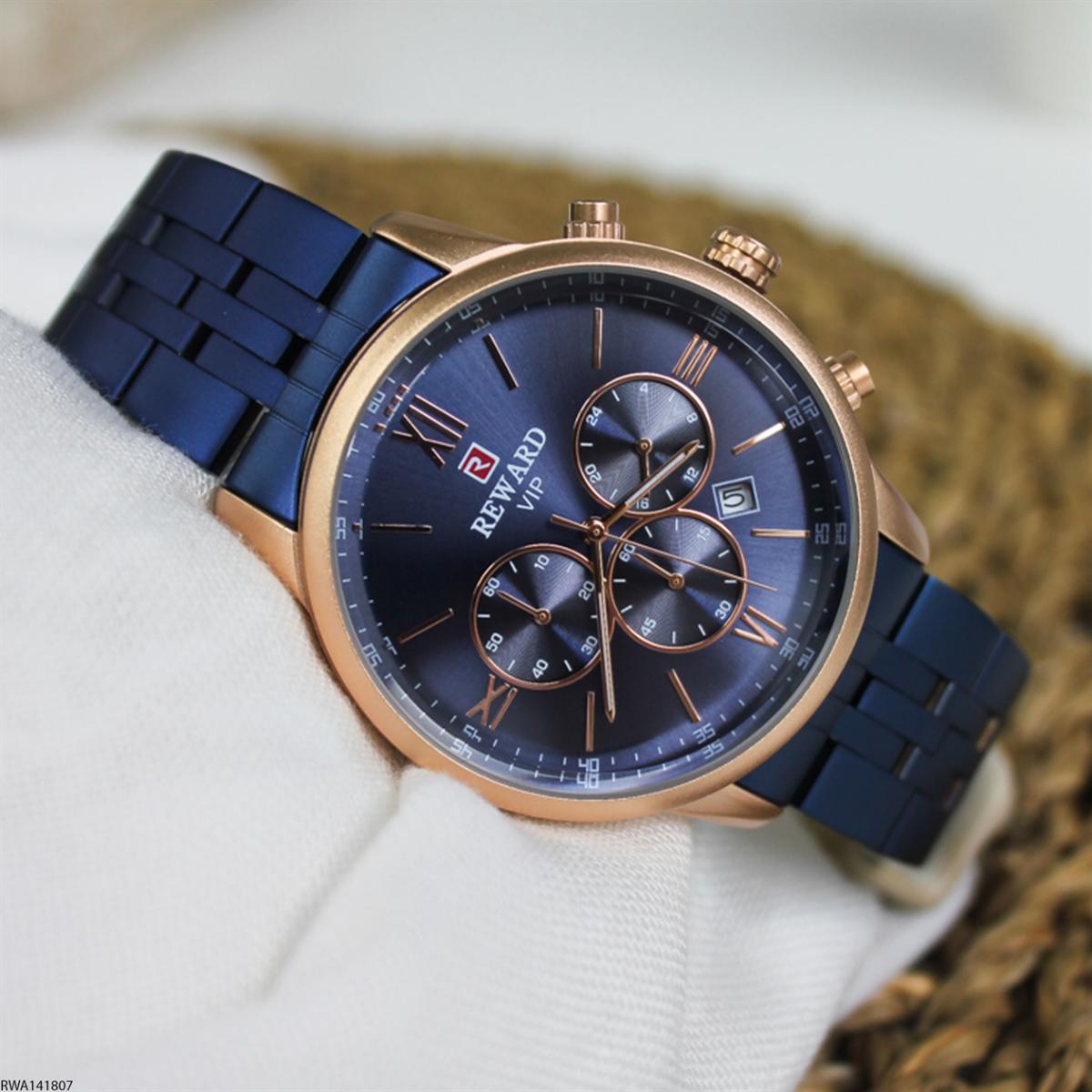 Reward RWA141807 Takvimli 45 mm Lacivert Metal Kordon Analog Erkek Kol Saati