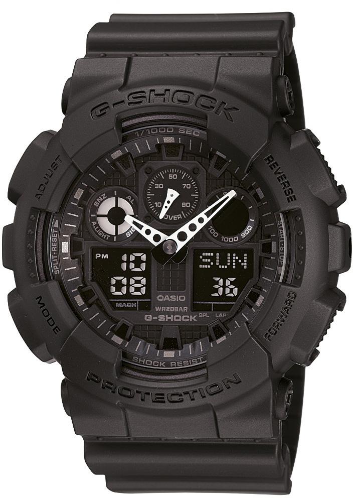 Casio GA-100-1A1DR Takvimli 51.2 mm Siyah Silikon Kordon Analog Kol Saati