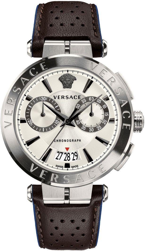 Versace VRSCVBR010017 Takvimli 45 mm Kahverengi Deri Kordon Analog Erkek Kol Saati