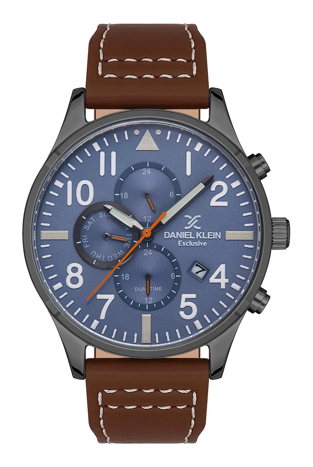 Daniel Klein DKE.1.10415.4 Takvimli 44 mm Kahverengi Deri Kordon Analog Erkek Kol Saati