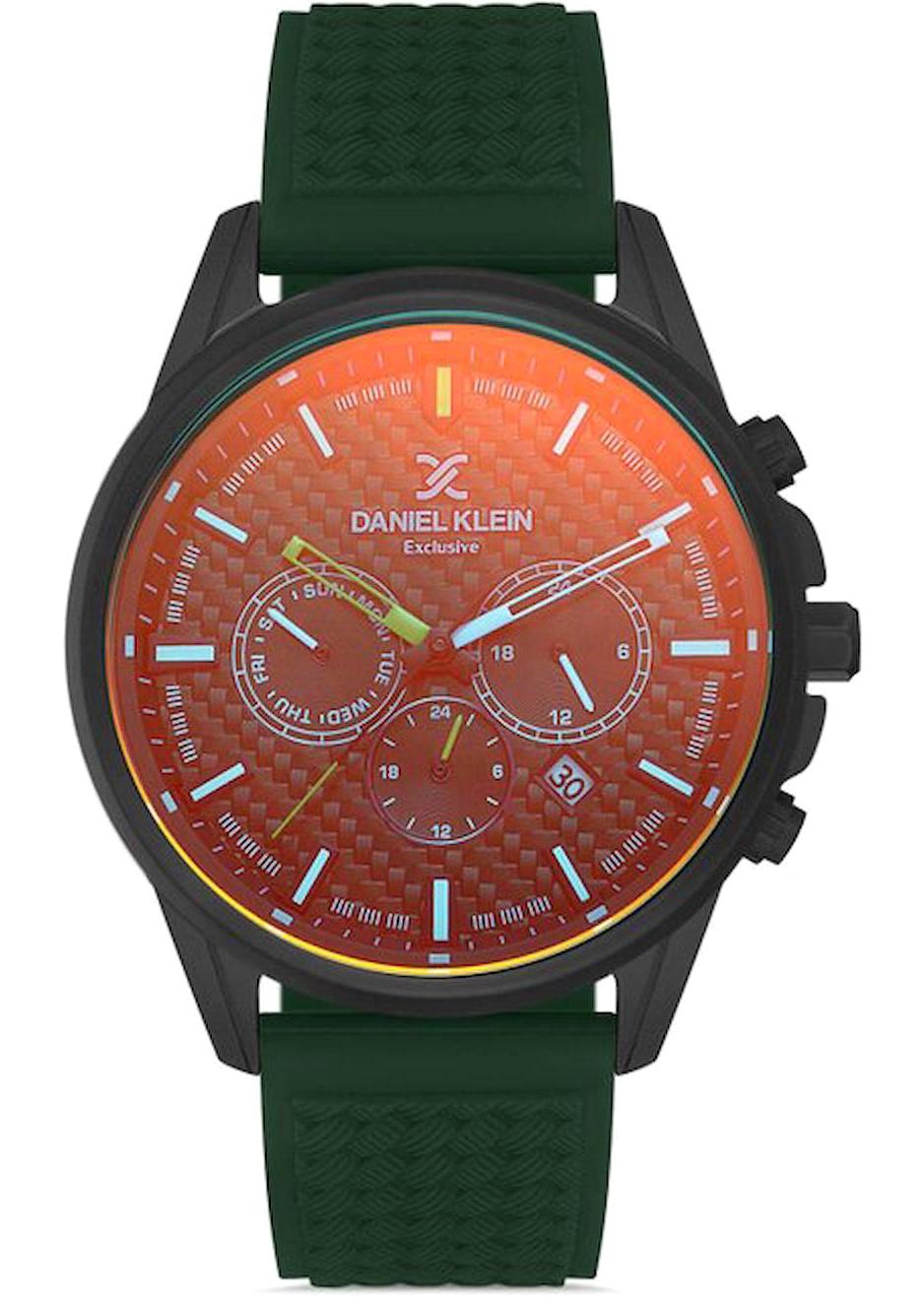 Daniel Klein DK012945H-05 Takvimli 45 mm Yeşil Silikon Kordon Analog Kol Saati