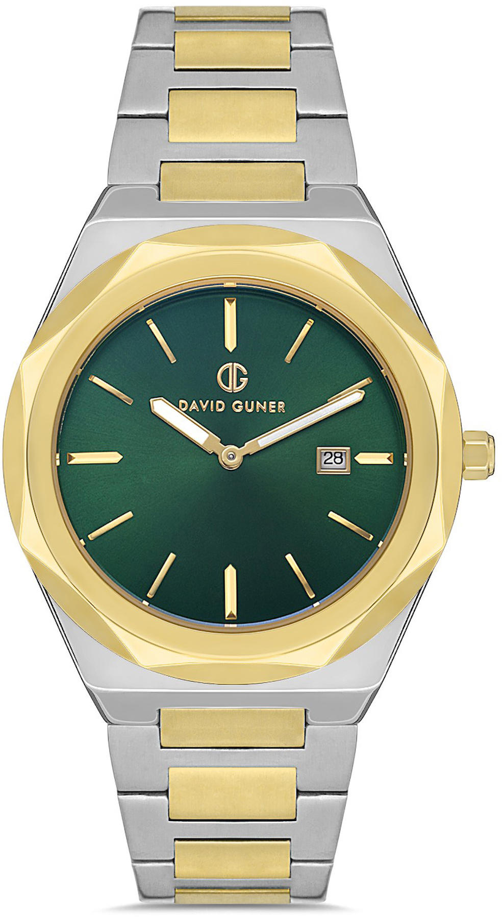 David Guner DG-8620GA-D10 Takvimli 42 mm Gri-Sarı Metal Kordon Analog Kol Saati