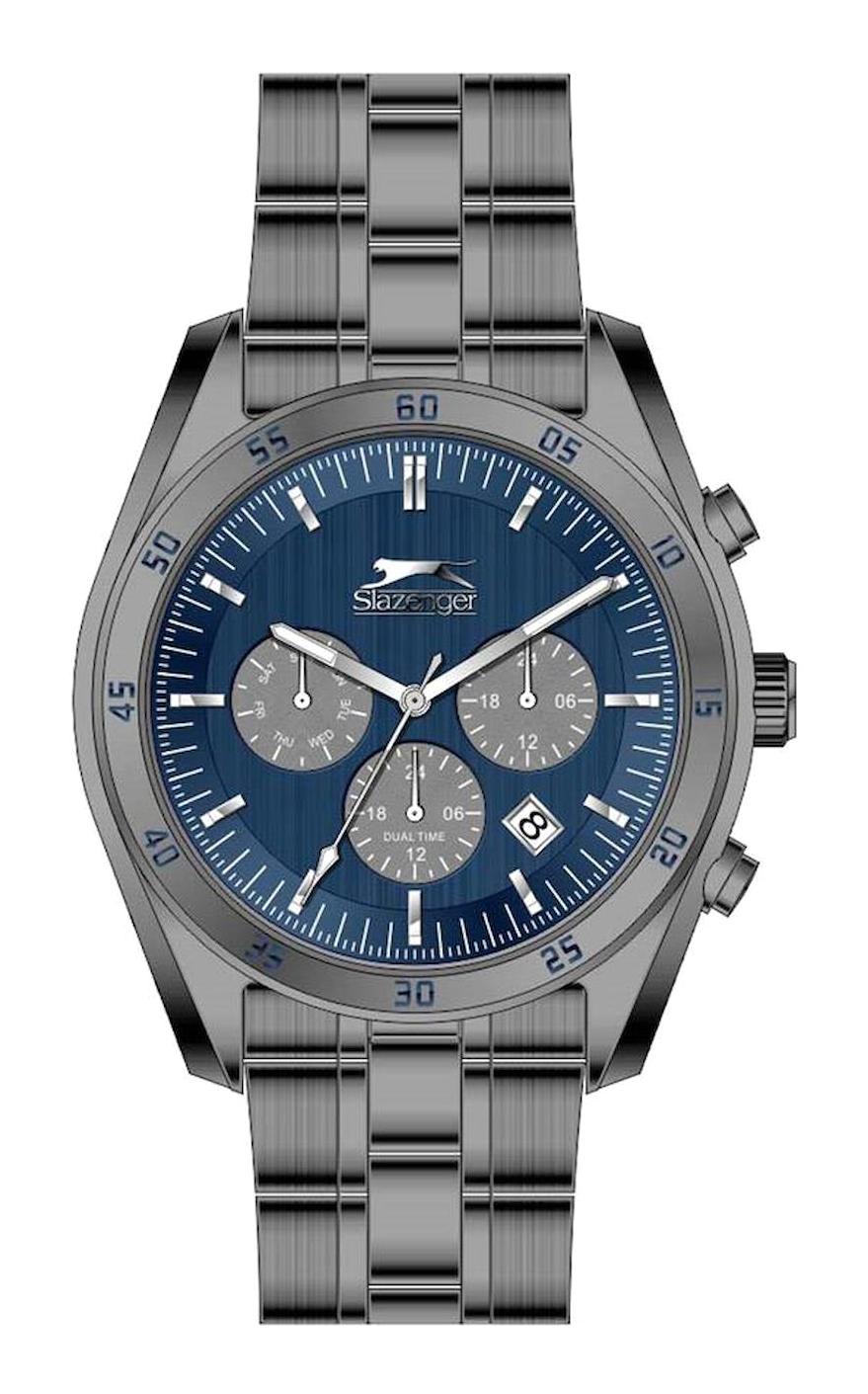 Slazenger SL.09.2093.2.03 Takvimli 42 mm Füme Çelik Kordon Analog Erkek Kol Saati