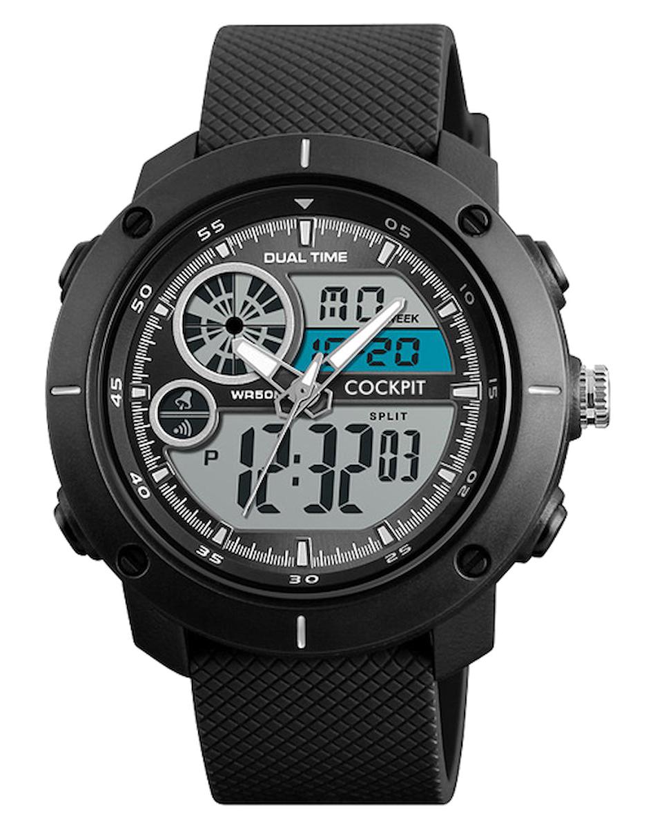 Cockpit CK-4210BK Takvimli Siyah Silikon Kordon Analog Erkek Kol Saati