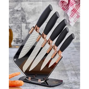 Cooker Ckr-2819 6 Parça Lüx Çelik Bıçak Seti - Rose-86 - Siyah