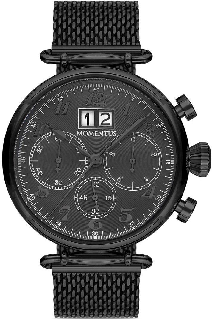 Momentus TM250B-04SN Takvimli 44 mm Siyah Çelik Kordon Analog Kol Saati