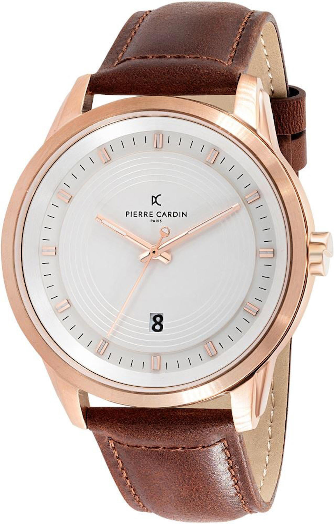 Pierre Cardin PCCCP.5022 Takvimli 45 mm Kahverengi Deri Kordon Analog Kol Saati