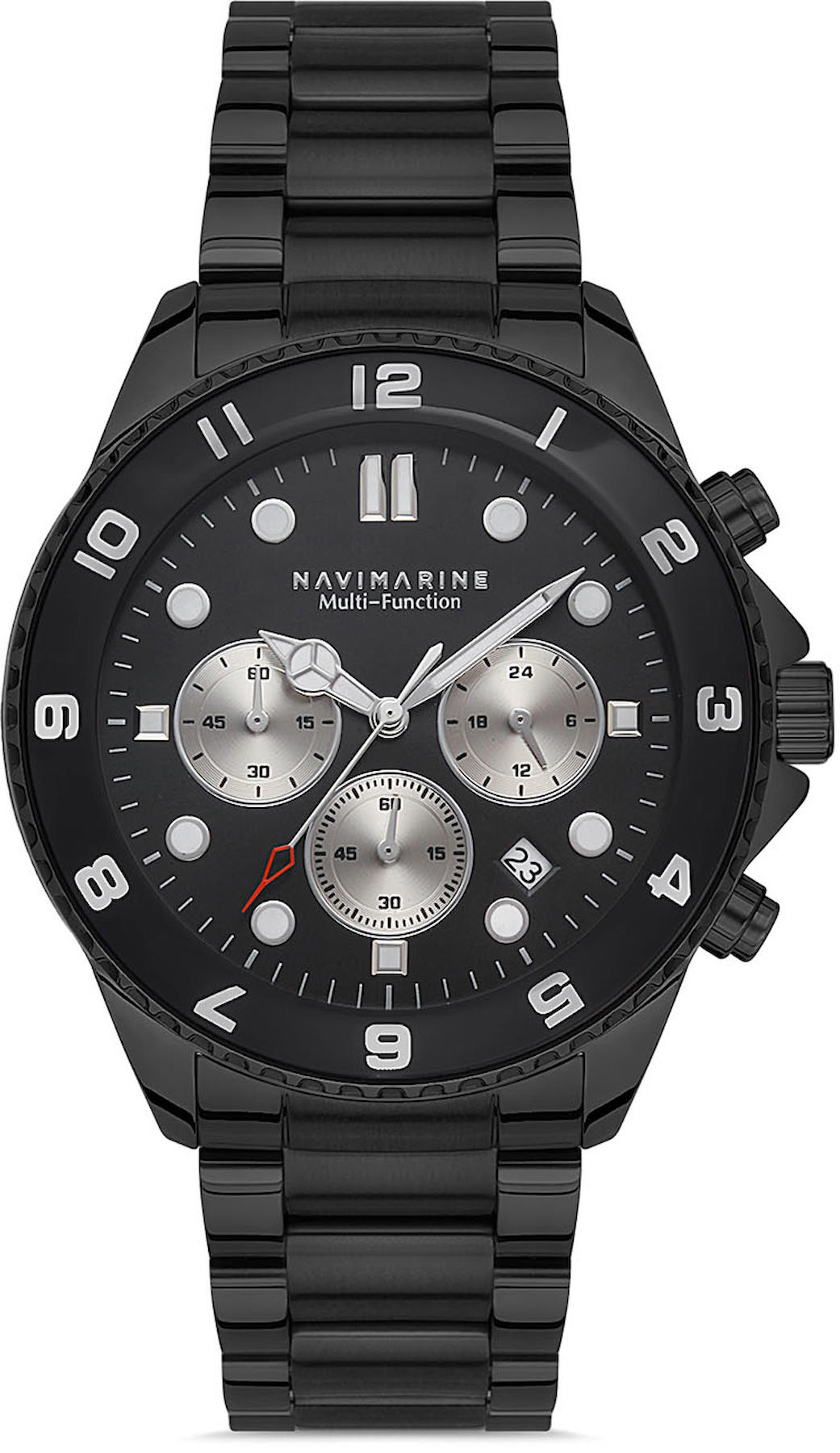 Navimarine NVM26-G2 Takvimli 41 mm Siyah Çelik Kordon Analog Kol Saati