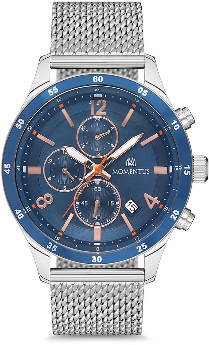 Momentus SC221T-11SR Takvimli 44 mm Çelik Kordon Analog Kol Saati