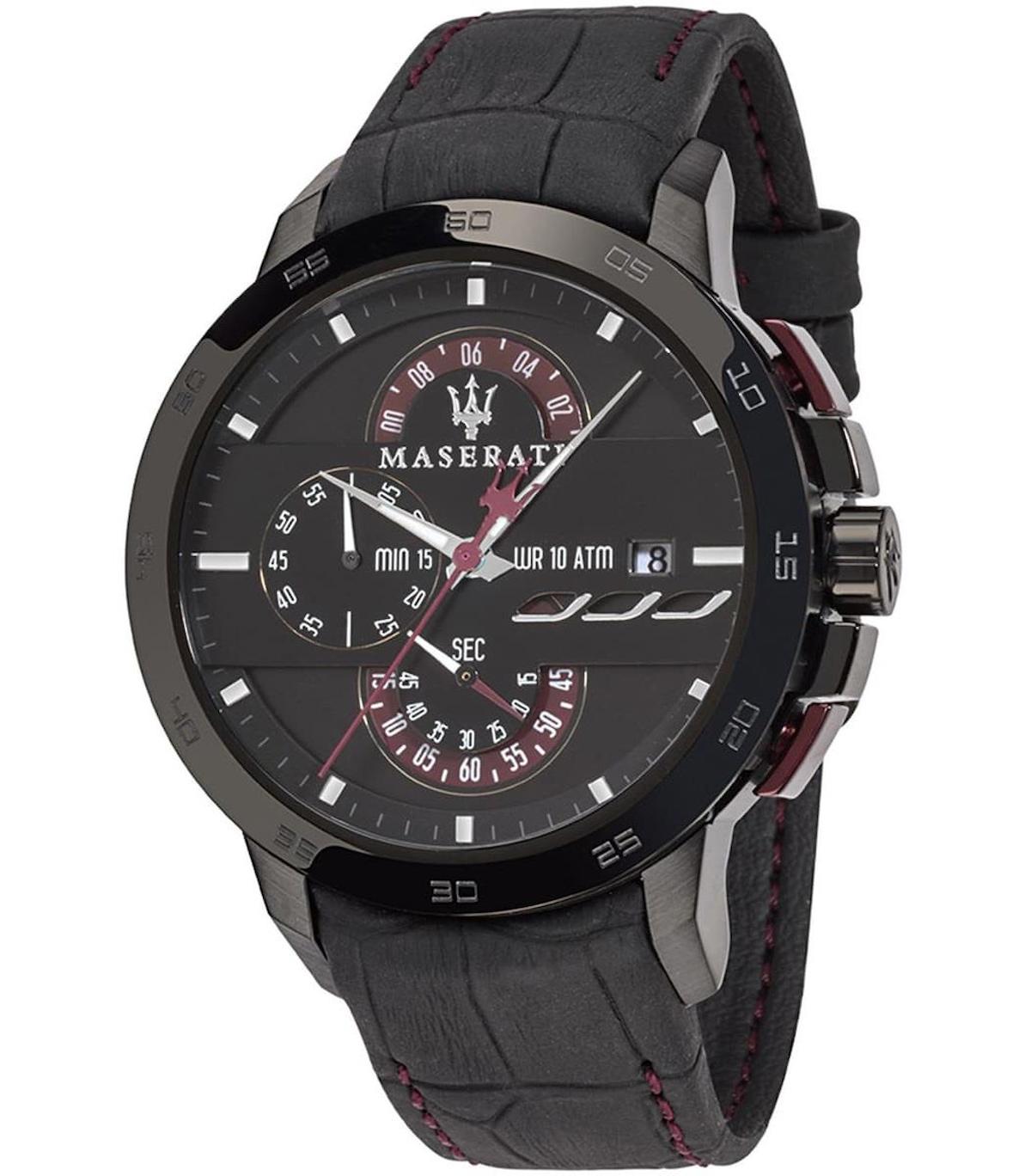 Maserati R8871619003 Takvimli 45 mm Siyah Deri Kordon Analog Erkek Kol Saati