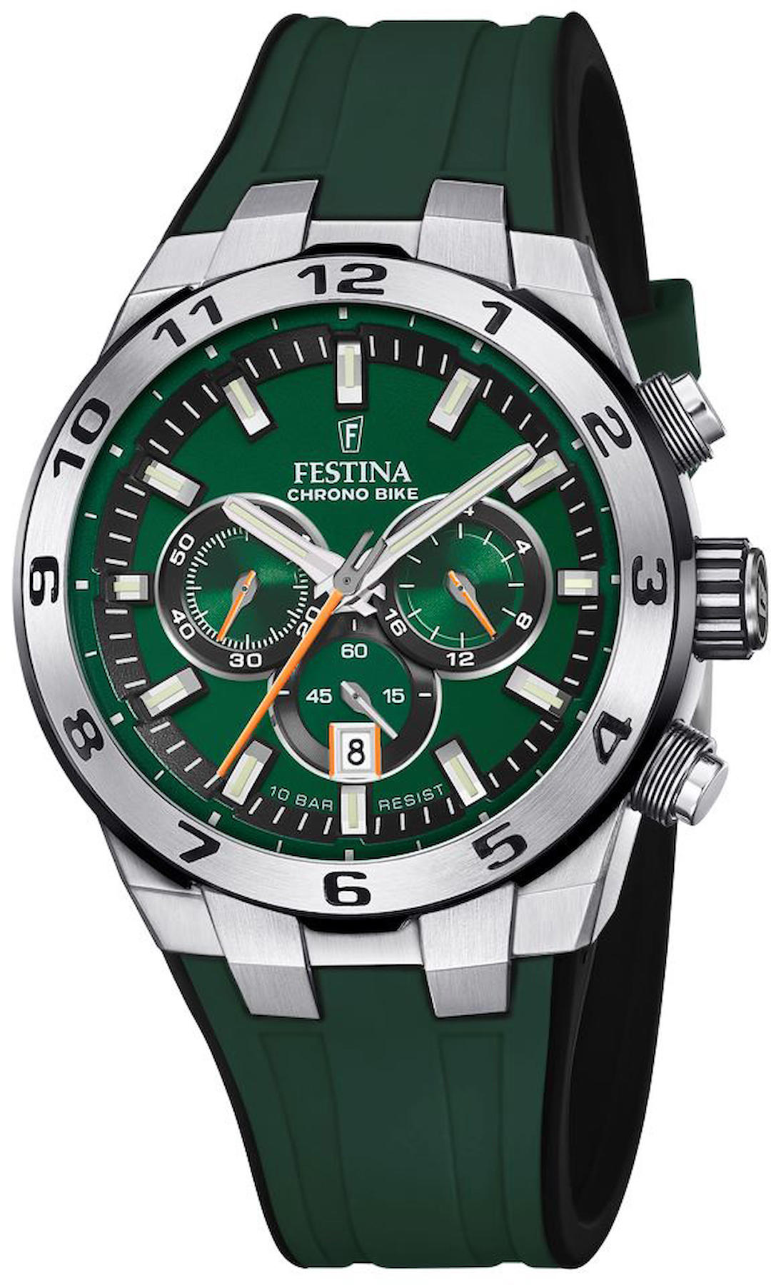 Festina F20671-2 Takvimli 45 mm Yeşil Silikon Kordon Analog Kol Saati