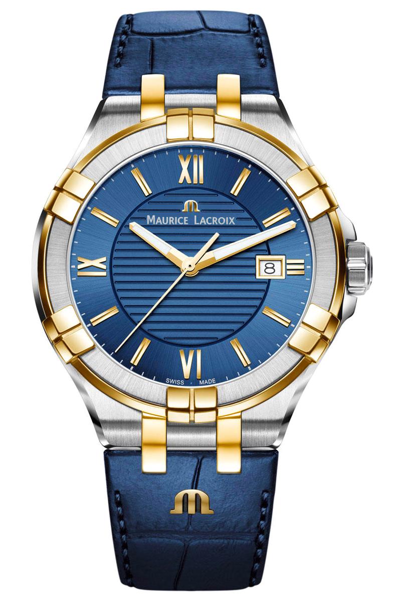 Maurice Lacroix ML-AI1008PVY11432-1 Takvimli 42 mm Lacivert Deri Kordon Analog Erkek Kol Saati