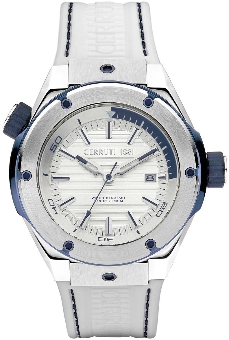 Cerruti 1881 CIWGN2207503 Takvimli Beyaz Silikon Kordon Analog Erkek Kol Saati