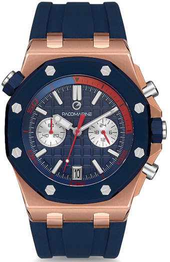 Pacomarine PM.61159.05 Takvimli 42 mm Lacivert Silikon Kordon Analog Kol Saati