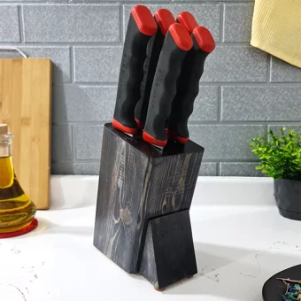 Lazbisa Soft Grip 6 Parça Mutfak Bıçak Seti Stant Et Ekmek Sebze Meyve Bıçak ( Abs Kaymaz Sap )
