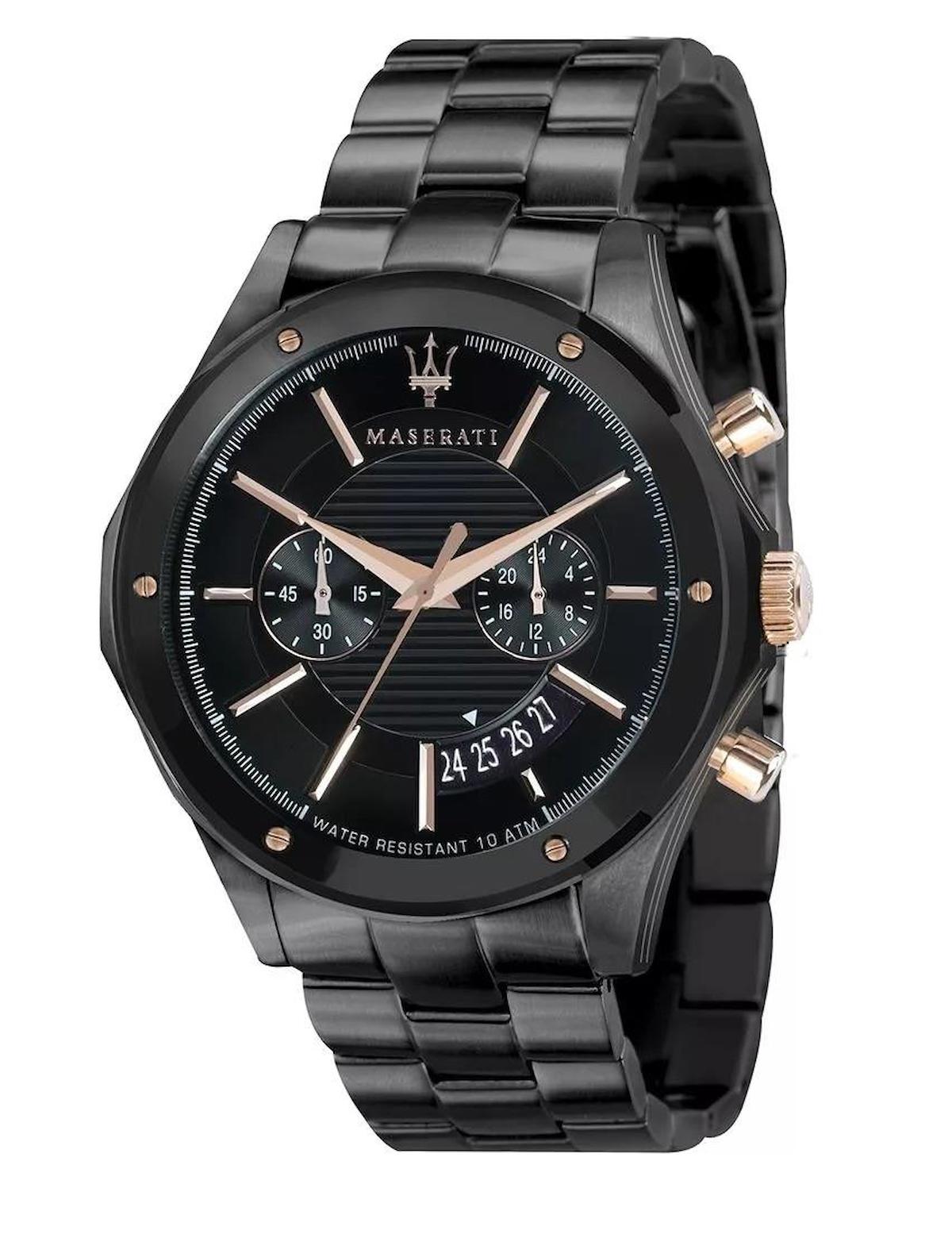 Maserati R8873627001 Takvimli 44 mm Siyah Çelik Kordon Analog Erkek Kol Saati