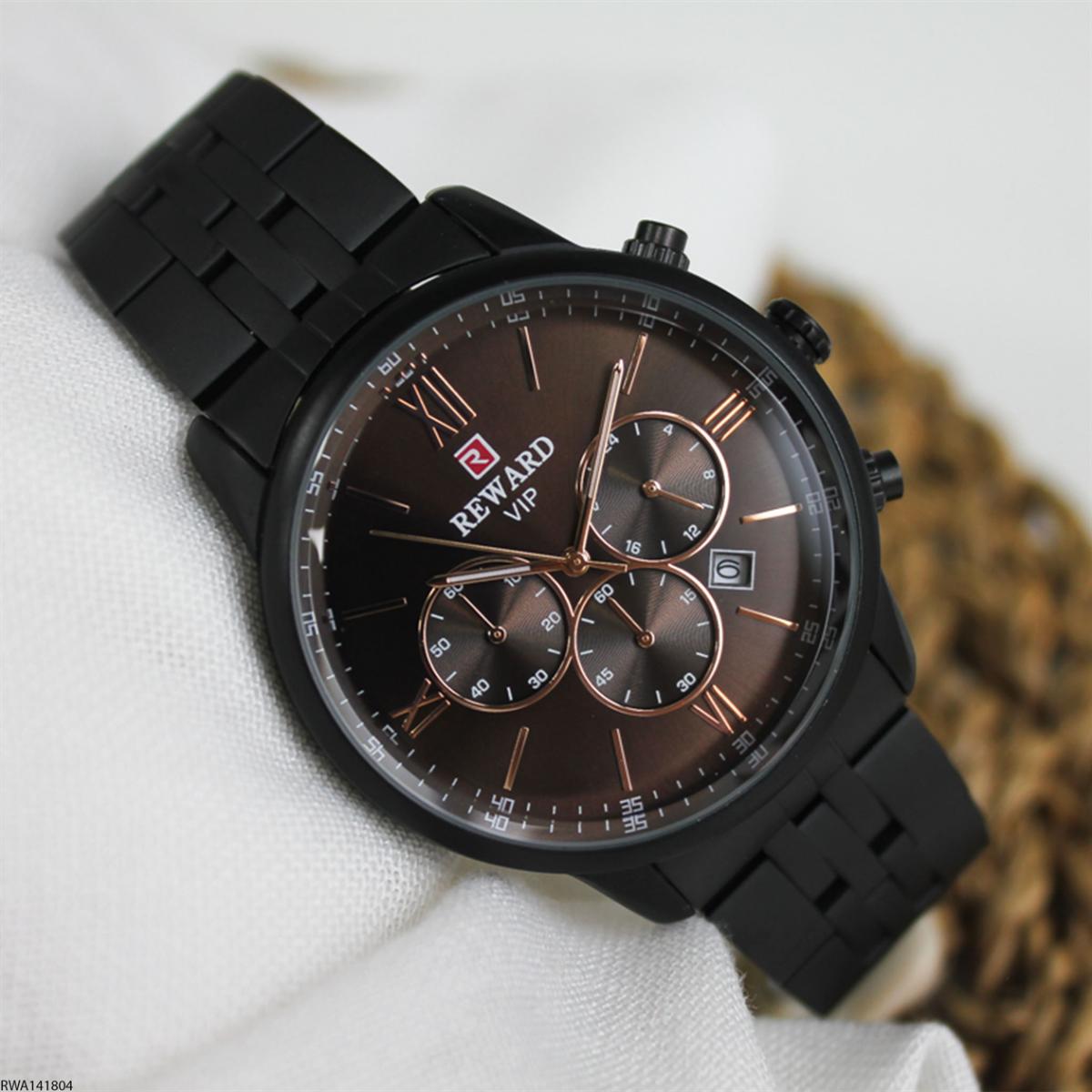 Reward RWA141804 Takvimli 45 mm Siyah Metal Kordon Analog Erkek Kol Saati