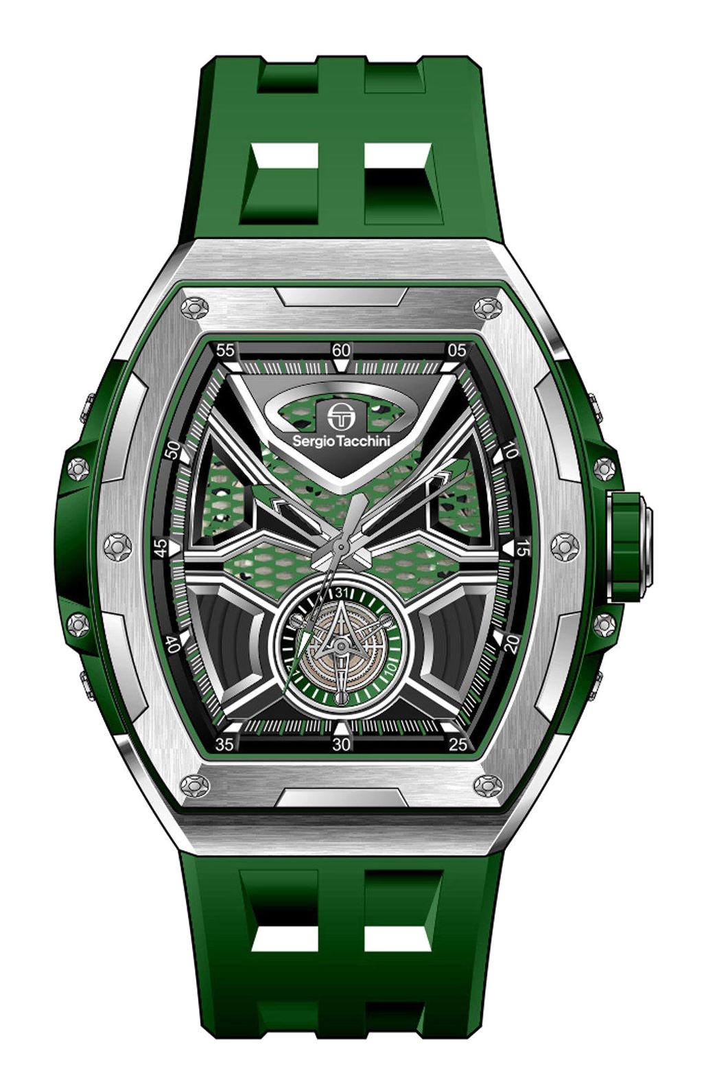Sergio Tacchini ST.2.10001.3 Pusulalı Takvimli 46 mm Yeşil Silikon Kordon Analog Erkek Kol Saati