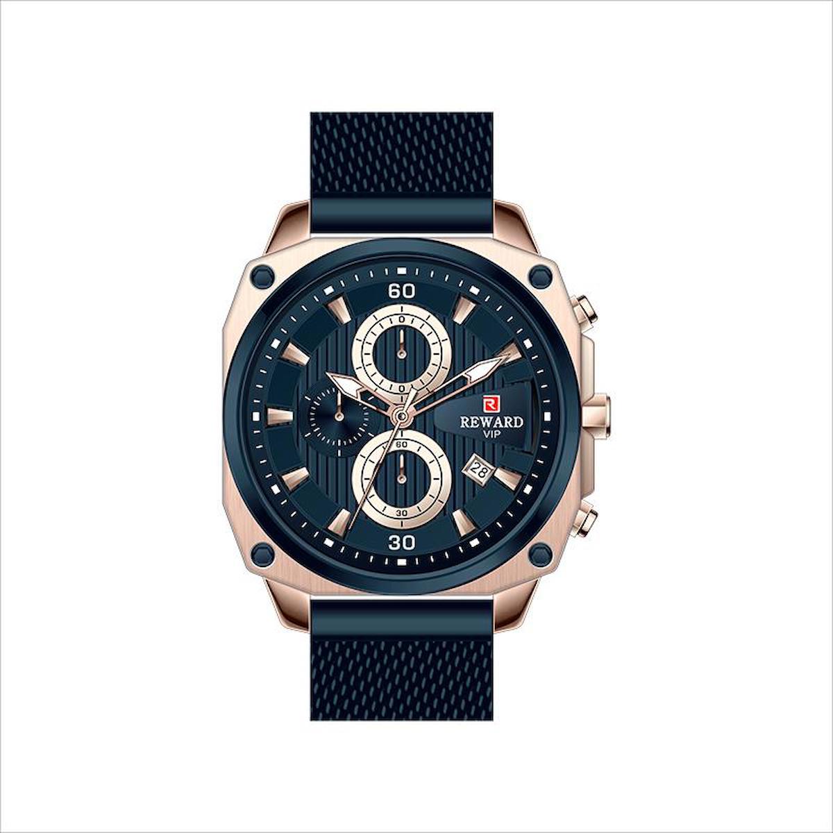 Reward A142044 Takvimli 45 mm Lacivert Metal Kordon Analog Erkek Kol Saati