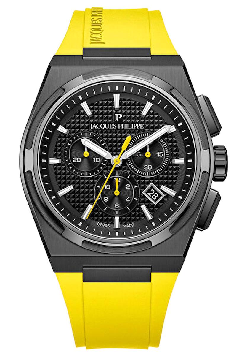 Jacques Philippe JPQGC41841XY Pusulalı Takvimli 42 mm Sarı Silikon Kordon Analog Erkek Kol Saati