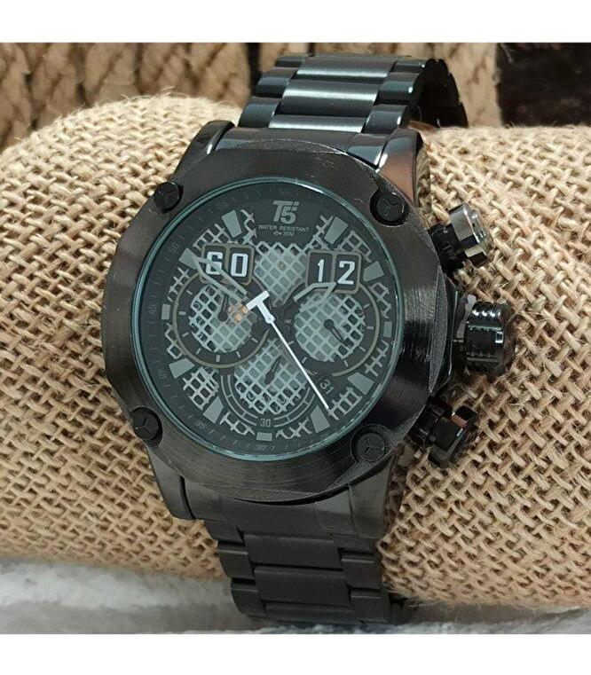 Ata Saat 3657G Takvimli 49 mm Siyah Metal Kordon Analog Erkek Kol Saati