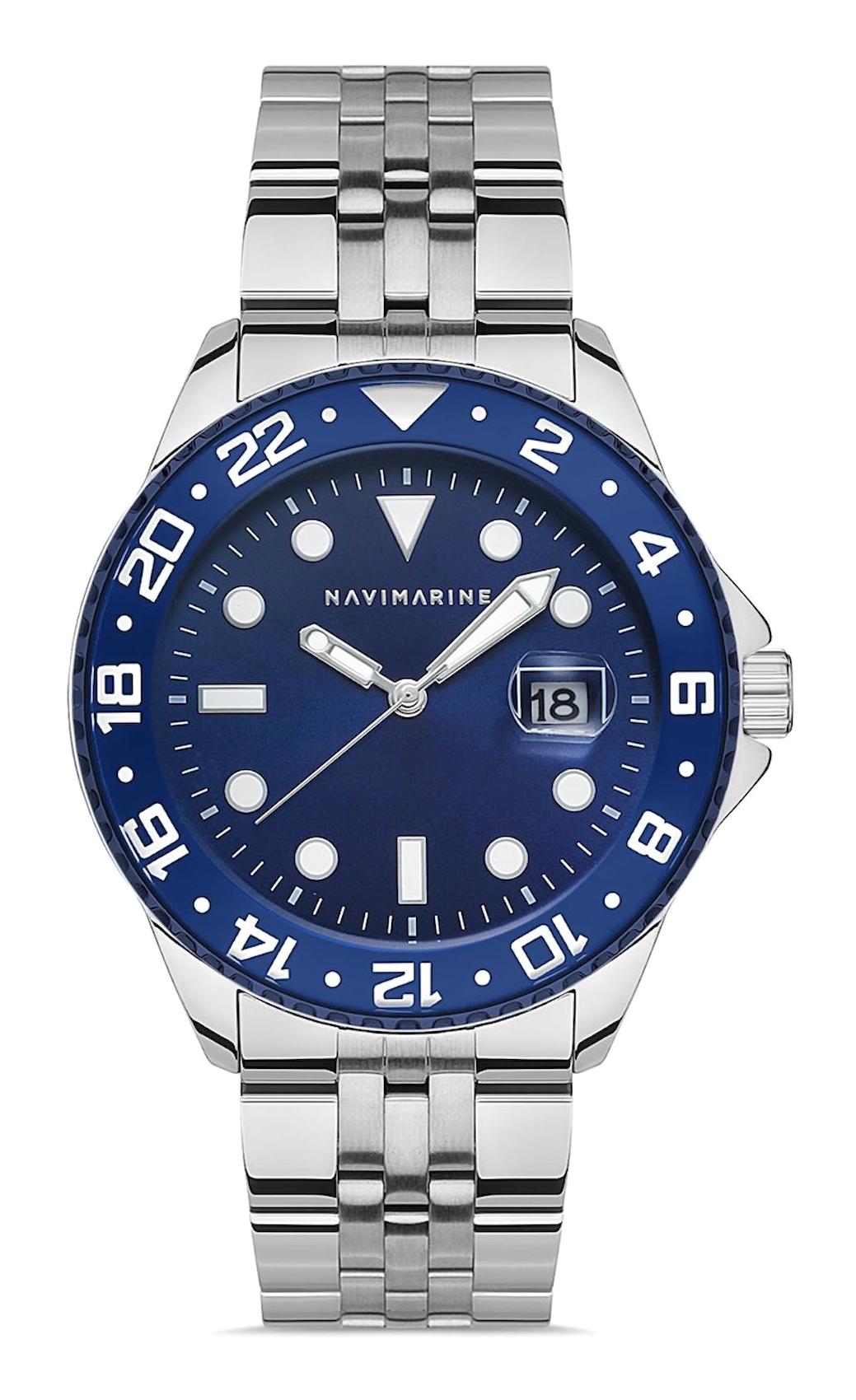 Navimarine NM091-01 Takvimli Çelik Kordon Analog Erkek Kol Saati