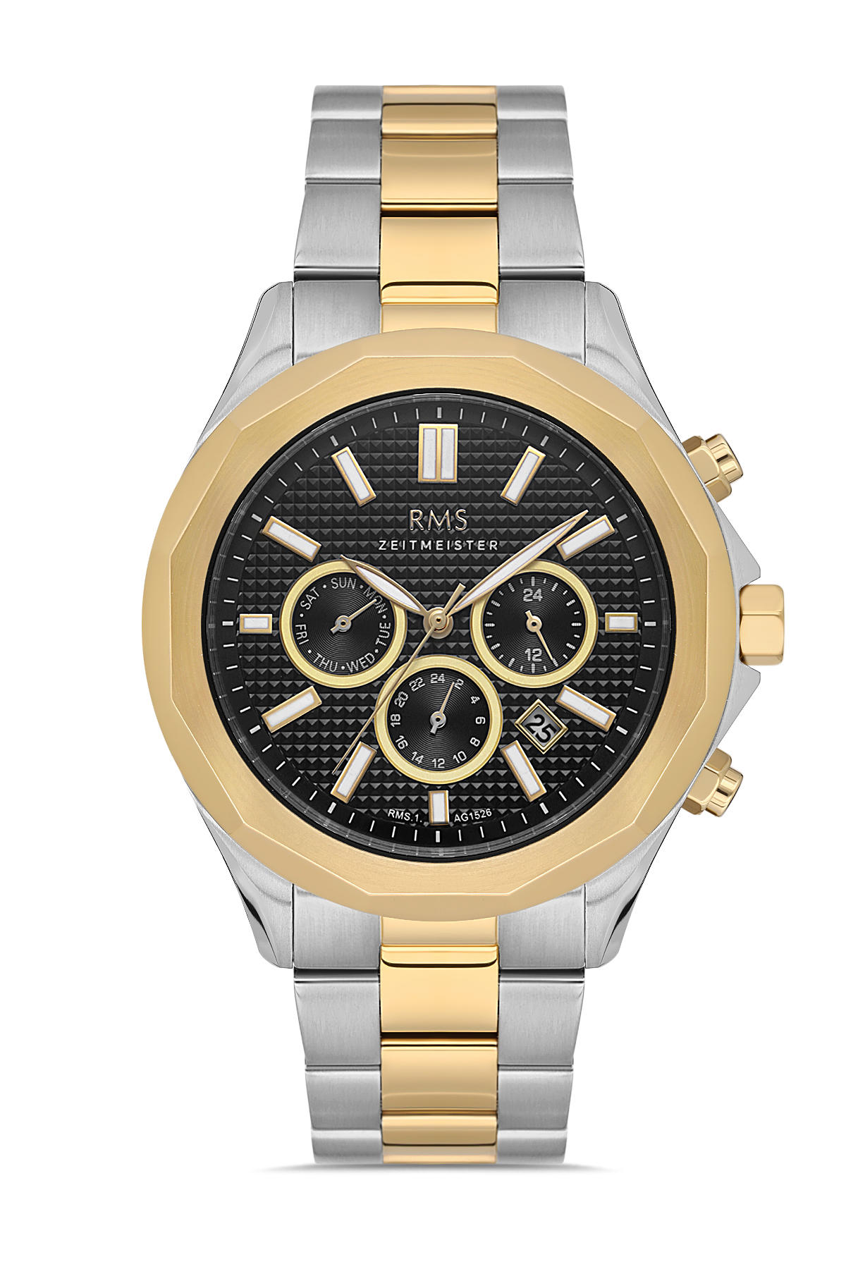 Romanson RMS.1.AG1526.08 Takvimli 45 mm Altın-Çelik Kordon Analog Erkek Kol Saati