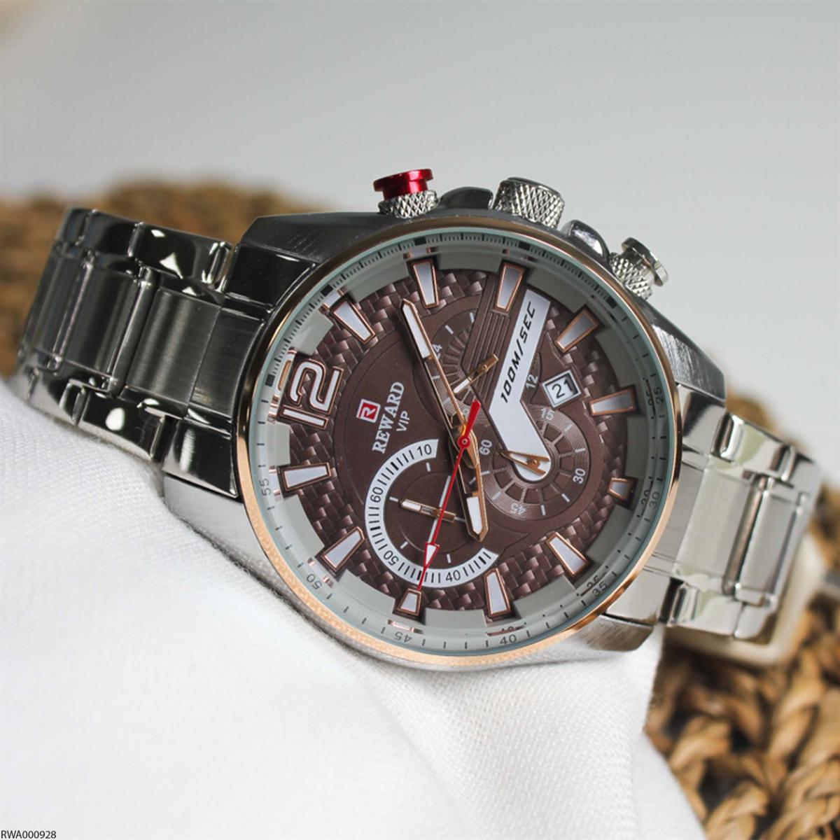 Reward RWA000928 Takvimli 46 mm Metal Kordon Analog Erkek Kol Saati