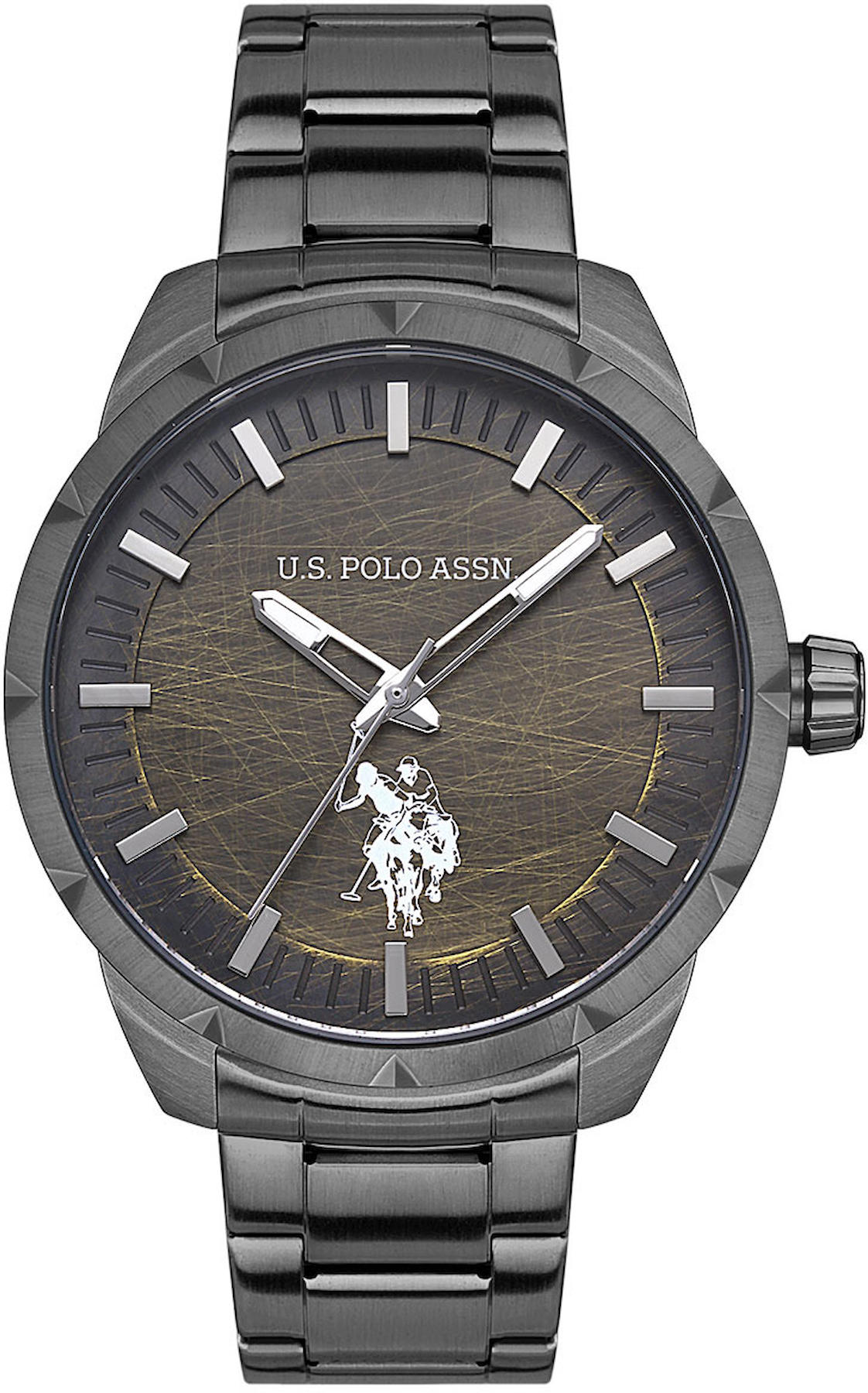 U.S. Polo Assn USPA1043-03 44 mm Füme Çelik Kordon Analog Erkek Kol Saati