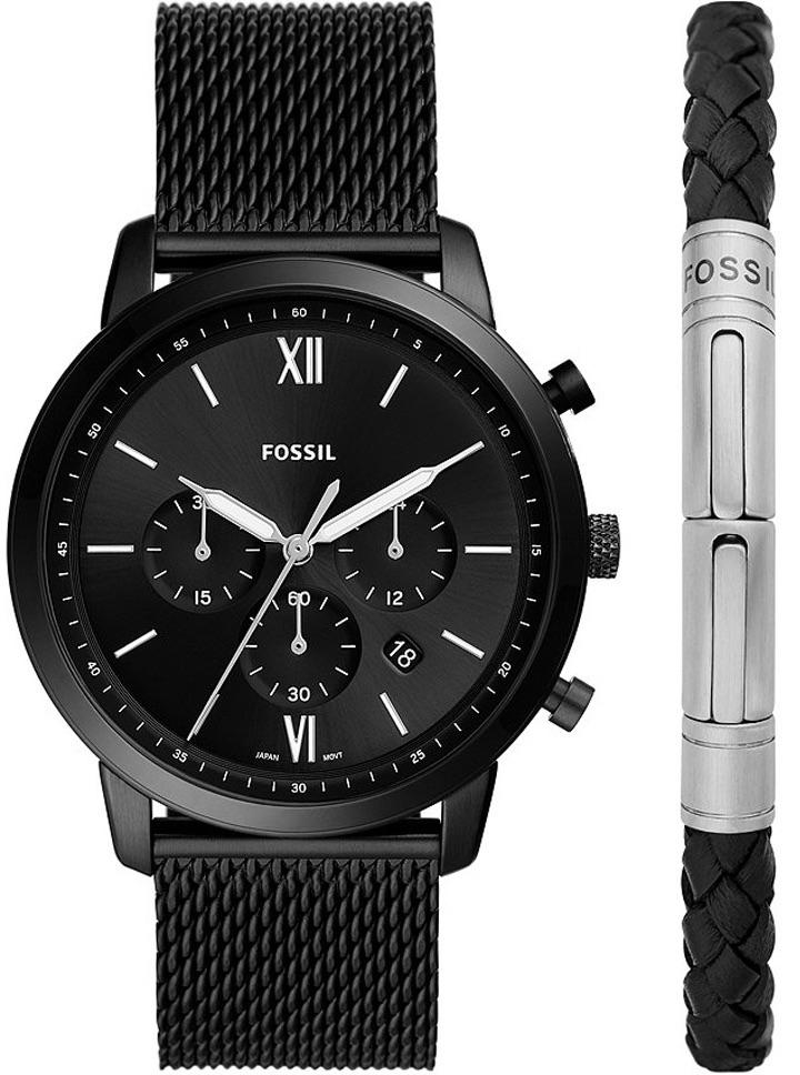 Fossil FS5786SET Takvimli 44 mm Siyah Çelik Kordon Analog Erkek Kol Saati