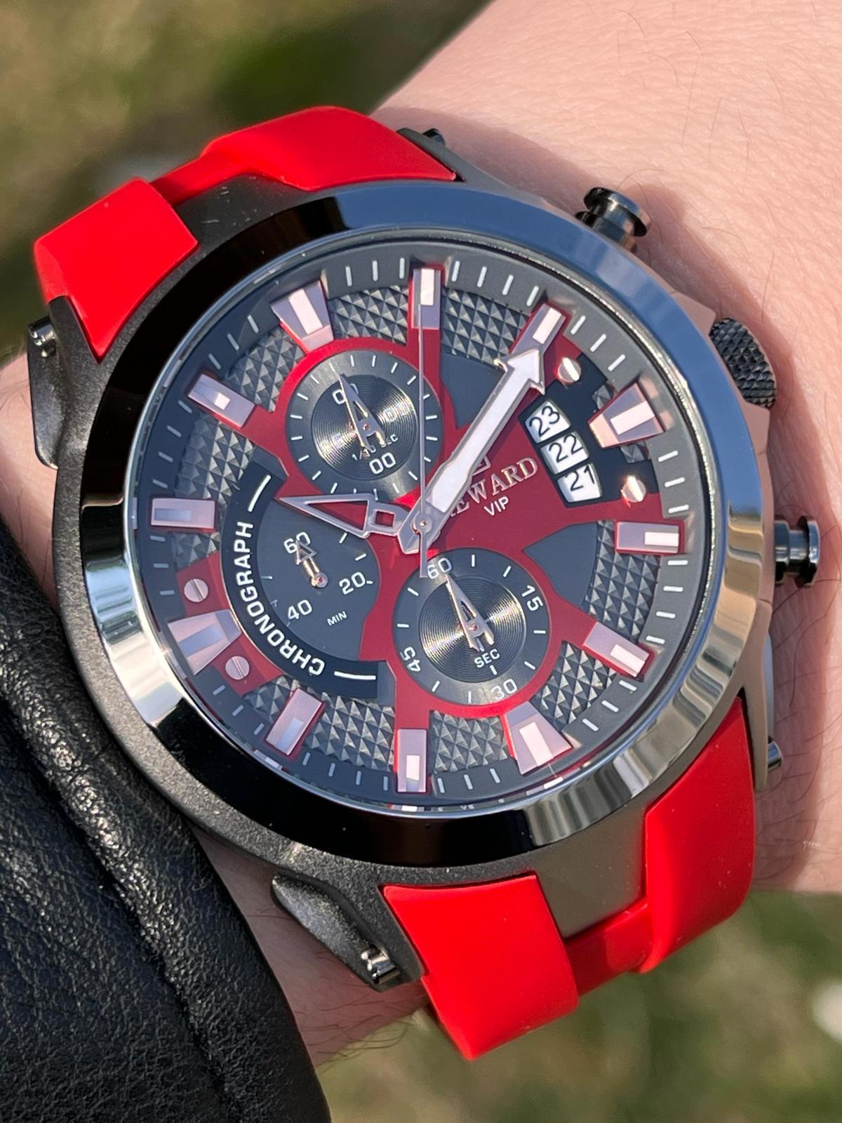 Reward RA143919 Takvimli 45 mm Kırmızı Silikon Kordon Analog Erkek Kol Saati