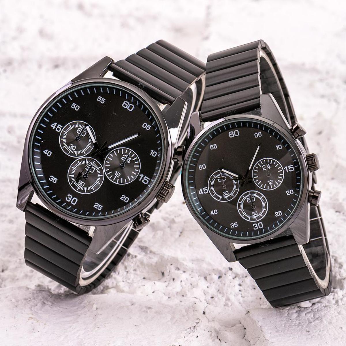 Saattino ST-304220 Takvimli 43 mm Siyah Çelik Kordon Analog Erkek Kol Saati