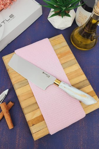 CASTLE KITCHEN Papatya Serisi 3 Lü Mutfak Bıçak Seti ( Doğrama - Nakiri - Börek Salata )