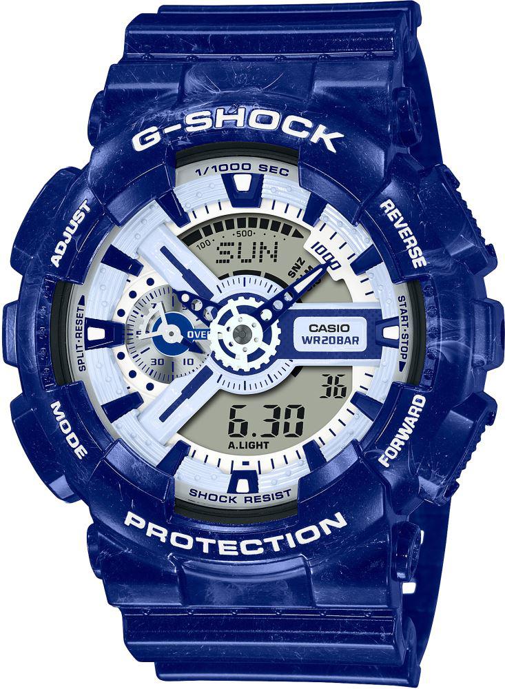Casio GA-110BWP-2A Takvimli 51.2 mm Mavi Silikon Kordon Analog Kol Saati