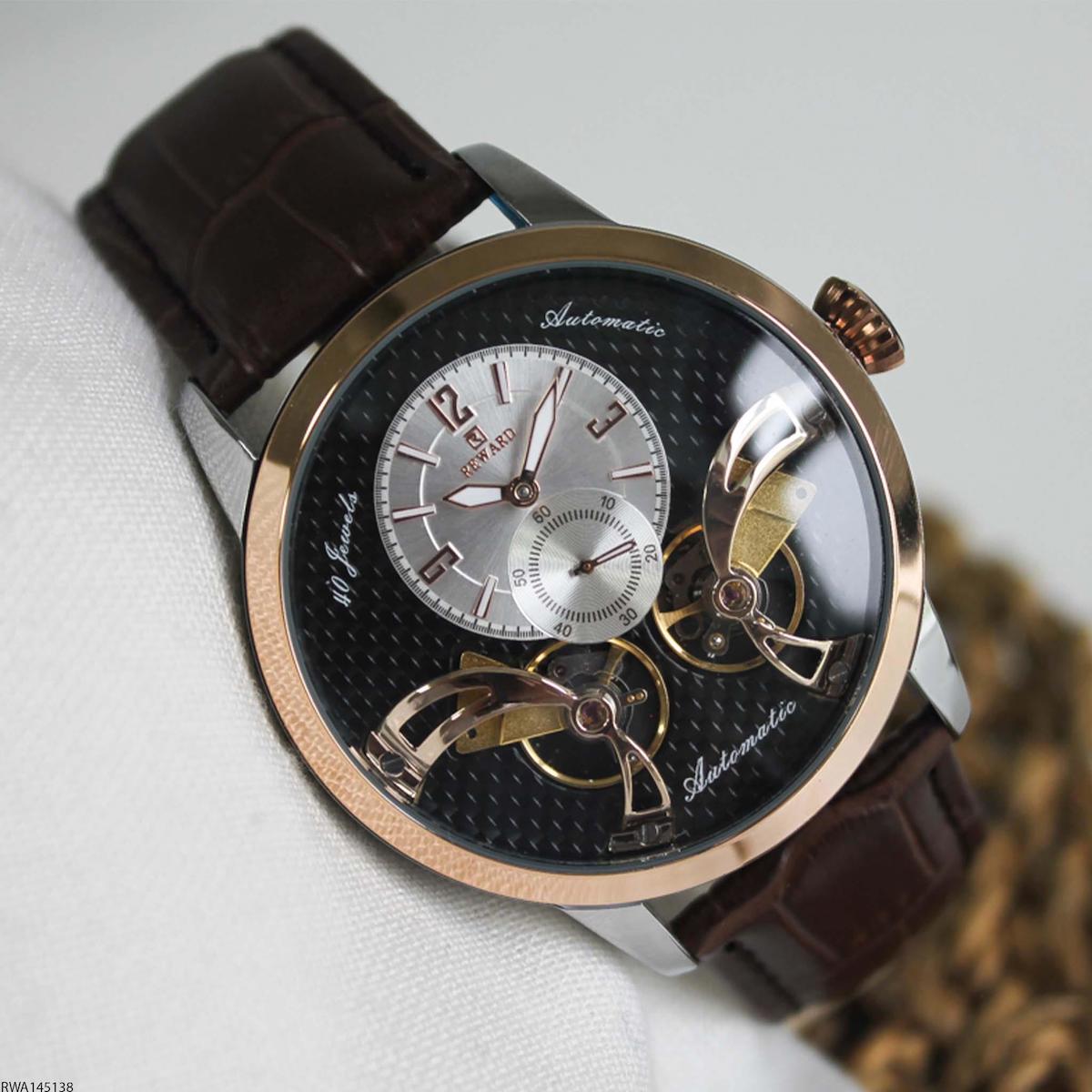 Reward RWA145138 48 mm Kahverengi Deri Kordon Analog Erkek Kol Saati
