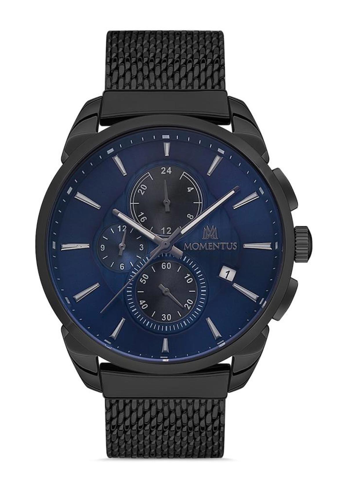 Momentus CC206B-11SN Takvimli 45 mm Siyah Çelik Kordon Analog Erkek Kol Saati