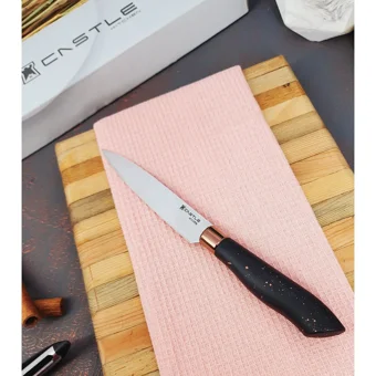Castle Kitchen Black Copper Serisi 5 Li Mutfak Bıçak Seti ( Eğri Şef - Doğrama - Börek Salata - Ekmek - Sebze )