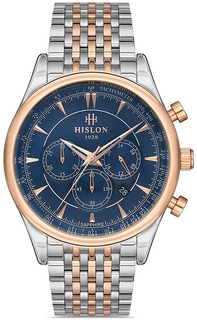 Hislon MS101T-11SR Pusulalı Takvimli Gri-Rose Gold Çelik Kordon Analog Kol Saati