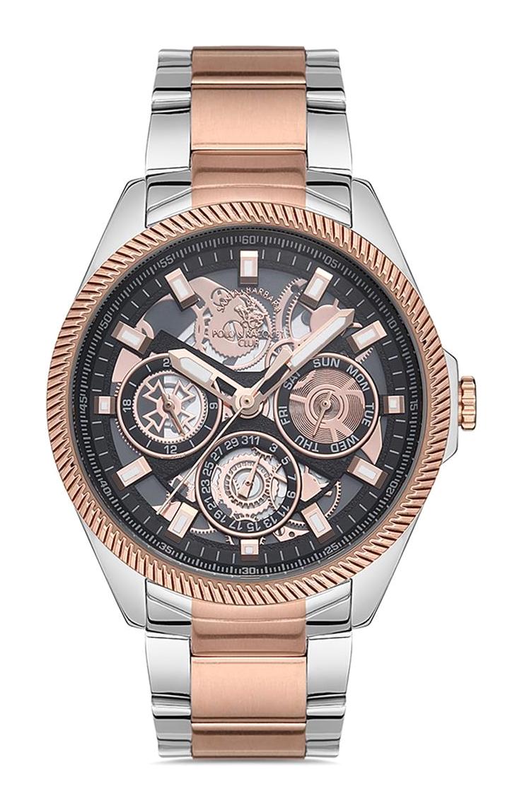 Santa Barbara Polo & Racquet Club SB.1.10217.5 Takvimli Gri-Rose Gold Çelik Kordon Analog Erkek Kol Saati