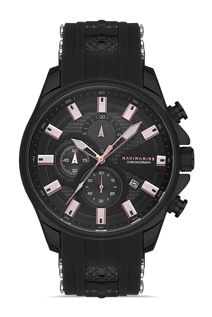 Navimarine NT0013-1 Takvimli Siyah Silikon Kordon Analog Erkek Kol Saati