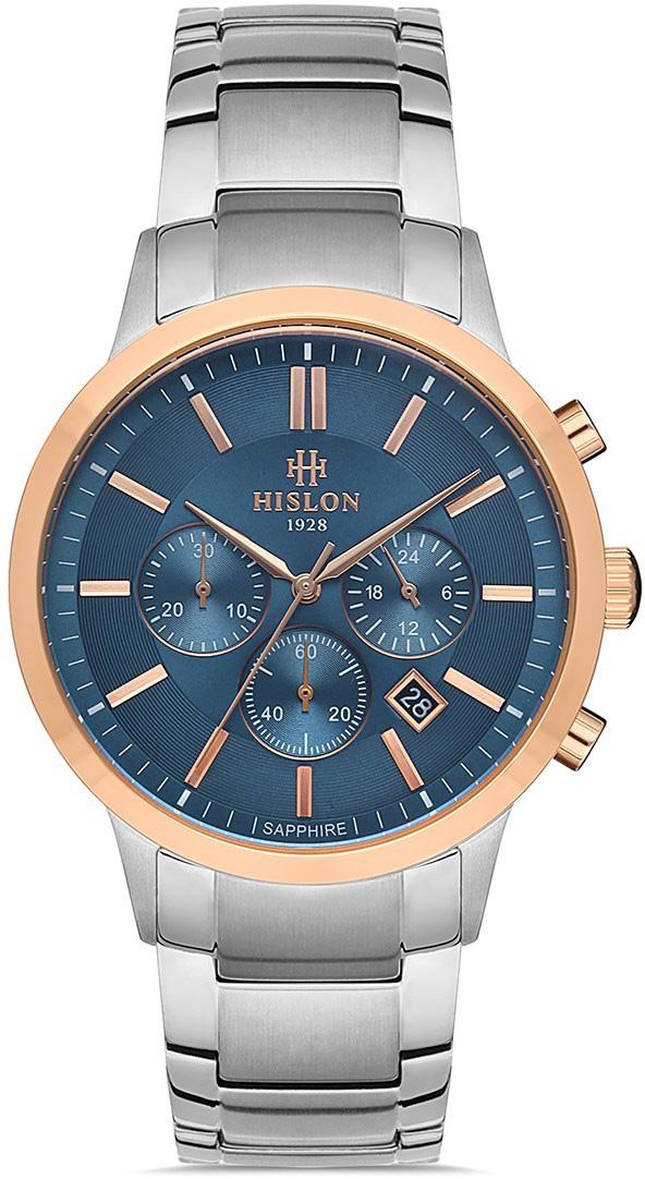 Hislon DT115T-11SR Pusulalı Takvimli 43 mm Çelik Kordon Analog Erkek Kol Saati