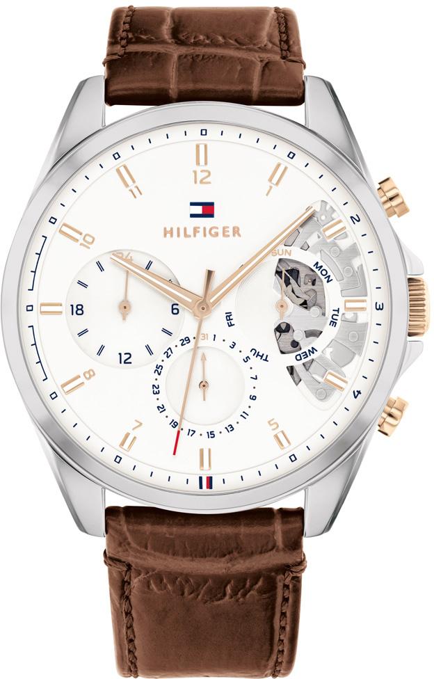 Tommy Hilfiger TH1710450 Takvimli 44 mm Kahverengi Deri Kordon Analog Erkek Kol Saati