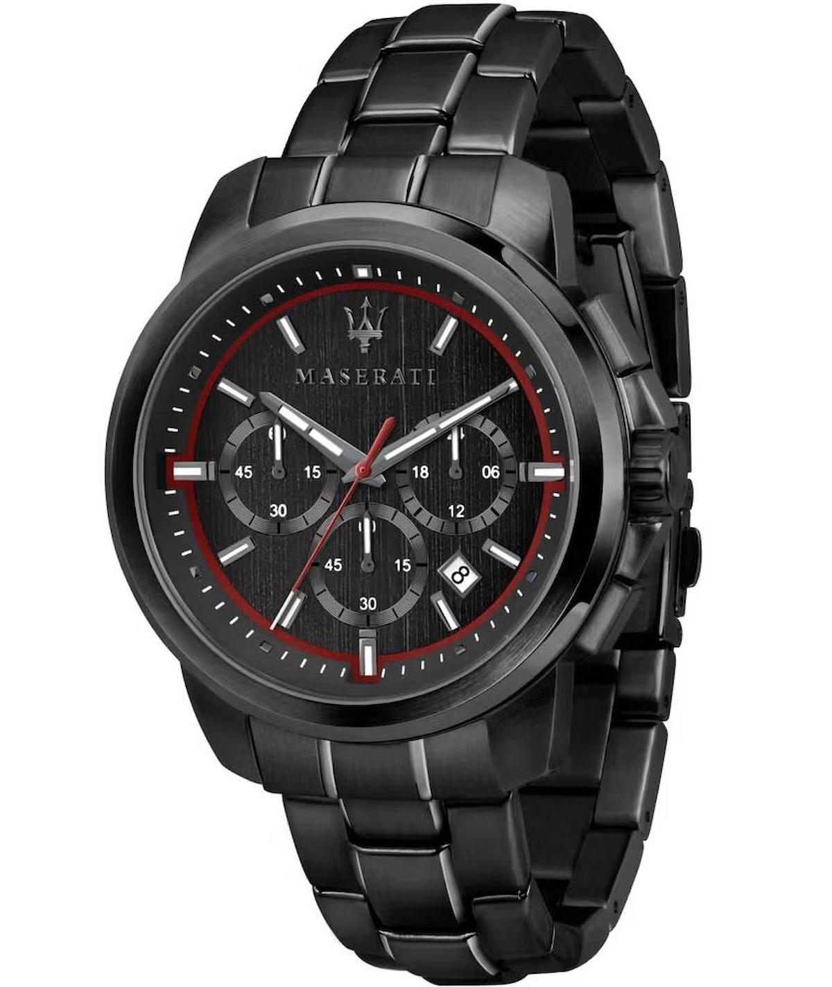 Maserati R8873621014 Takvimli 44 mm Siyah Çelik Kordon Analog Erkek Kol Saati