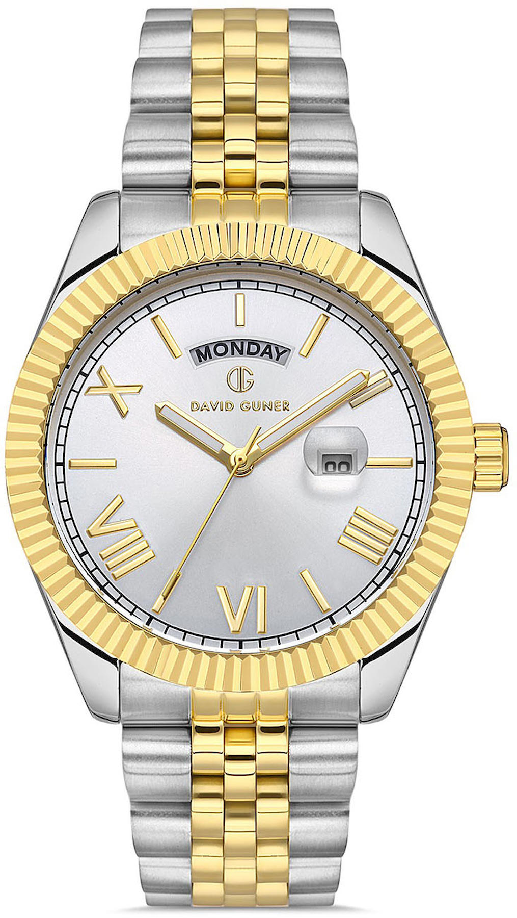 David Guner DG-8481GA-D1 Takvimli 42 mm Çelik Kordon Analog Kol Saati