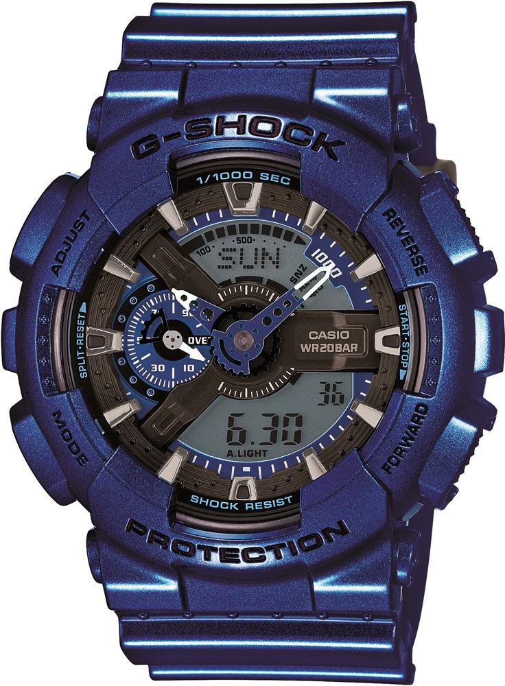 Casio GA-110NM-2A Takvimli 51.2 mm Mavi Silikon Kordon Analog Kol Saati