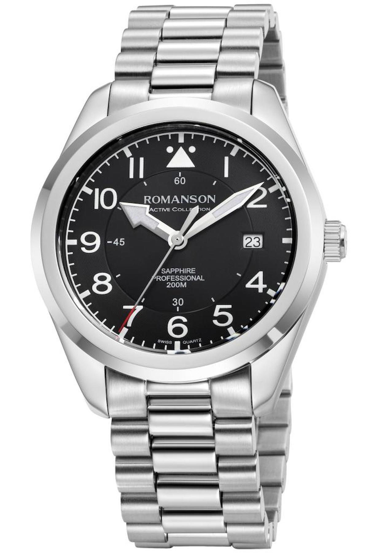 Romanson AM2027MMSWA38B Takvimli 40 mm Çelik Kordon Analog Erkek Kol Saati