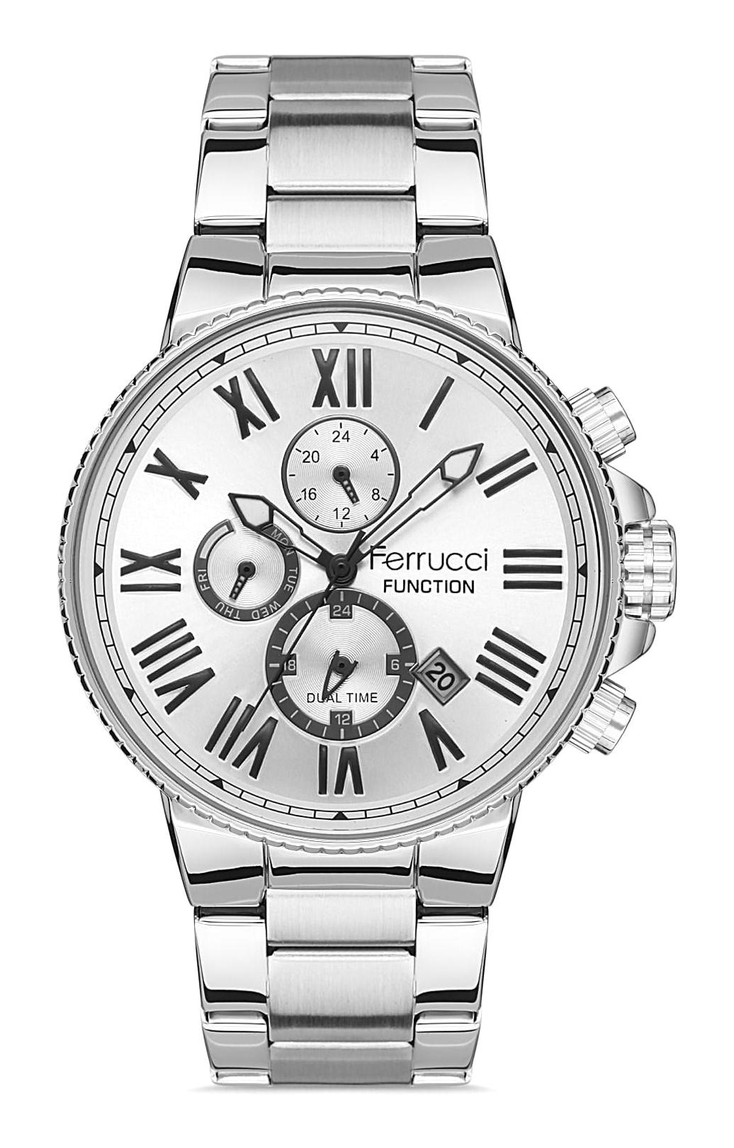 Ferrucci FCF.12669M.03 Takvimli 36-40 mm Çelik Kordon Analog Erkek Kol Saati