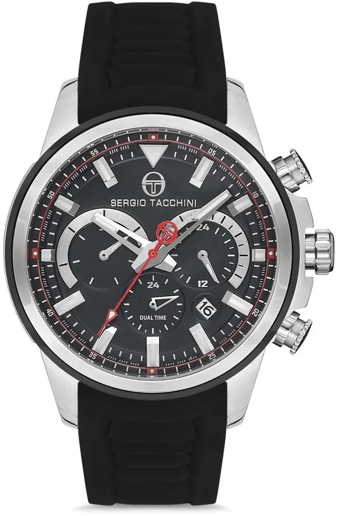 Sergio Tacchini ST.1.10128.1 Takvimli 44 mm Siyah Silikon Kordon Analog Kol Saati