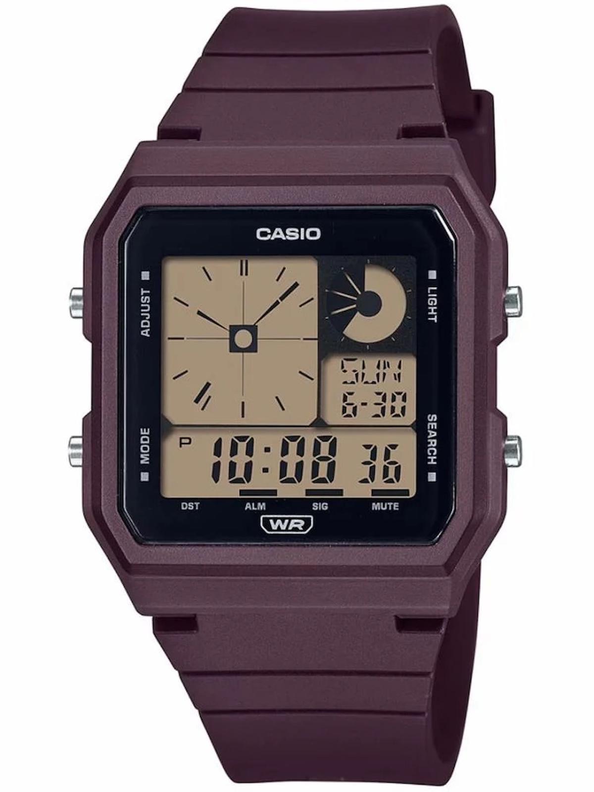 Casio LF-20W-5ADF Takvimli 34 mm Mor Silikon Kordon Dijital Erkek Kol Saati